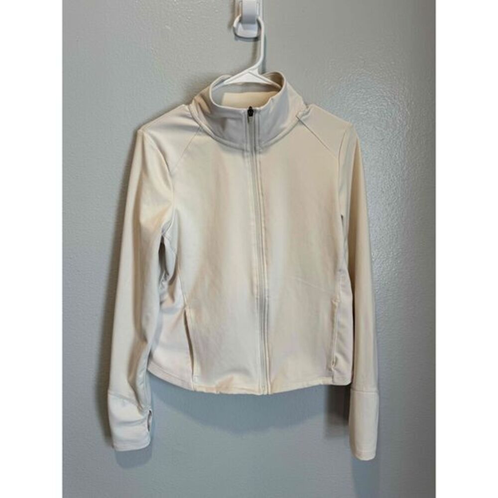 Danskin Off White Lightweight Full Zip High Collar Jacket Size Medium